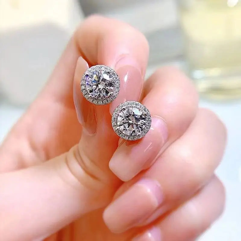 Silver Plated 925 Moissanite Stud Earrings