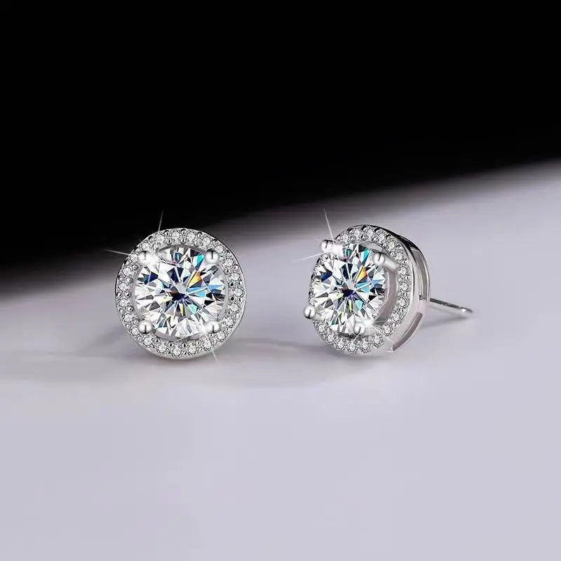 Silver Plated 925 Moissanite Stud Earrings