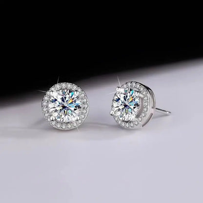 Silver Plated 925 Moissanite Stud Earrings