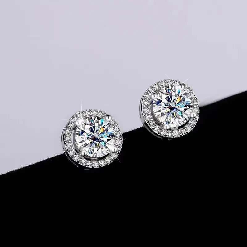 Silver Plated 925 Moissanite Stud Earrings
